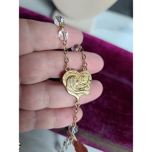 18KT Gold Plated Sterling Crystal Rosary Vintage - Picture 5 of 10